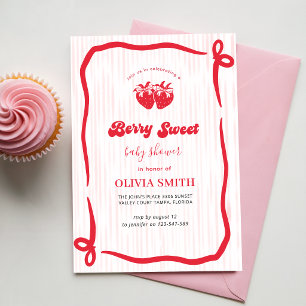 Invitation Fête de bébé Coquette Rose Sucrée aux Baies