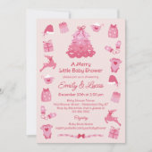 Invitation Fête de Bébé Coquette Rubans Roses (Devant)