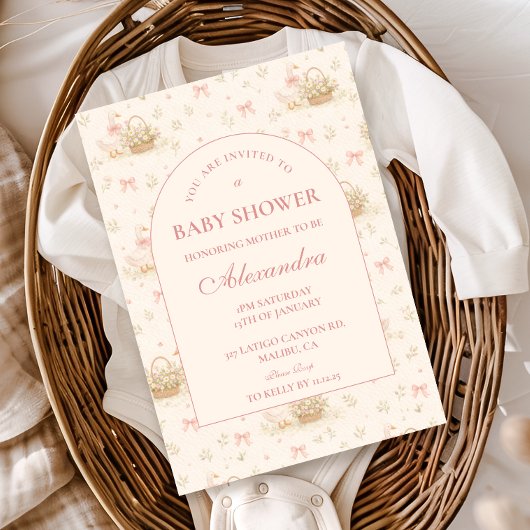 Invitation Fête de Bébé Coquette Silly Goose
