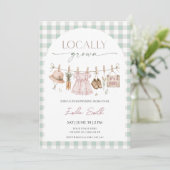 Invitation Fête de bébé Corde à linge pour fille élevée local (Debout devant)