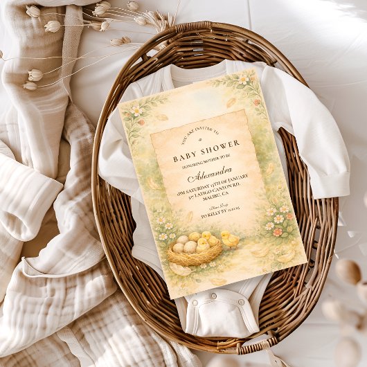 Invitation Fête de Bébé Country Garden Chicks