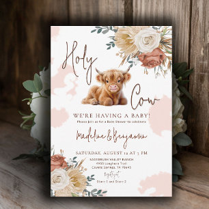 Invitation Fête de Bébé Country Western Cowboy Rose Rustique