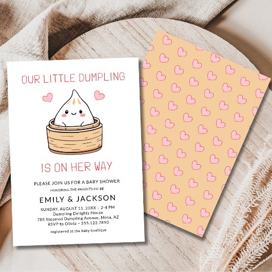 Invitation Fête de Bébé Couples Mignons Petits Cœurs en Pâte
