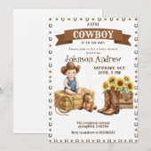 Invitation Fête de Bébé Cow-Boy Rodeo Far West (Devant / Derrière)
