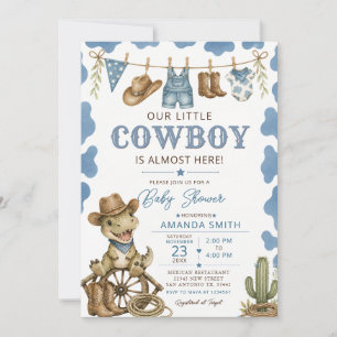 Invitation Fête de bébé Cowboy Dinosaur de l'Ouest 