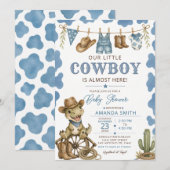 Invitation Fête de bébé Cowboy Dinosaur de l'Ouest (Devant / Derrière)