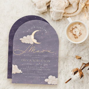 Invitation Fête de bébé Croissant de Lune au delà de la Lune