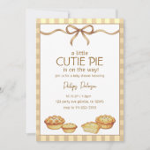 Invitation Fête de Bébé Cutie Pie avec Ruban Gingham Neutre (Devant)