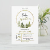 Invitation Fête de Bébé dans une Forêt Élégante de Pins en Hi (Debout devant)