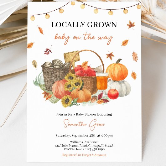 Invitation Fête de Bébé d'Automne Cultivé Localement