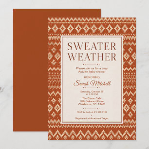 Invitation Fête de Bébé d'Automne Pull Météo