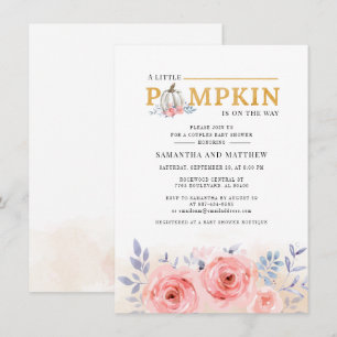 Invitation Fête de Bébé de Couple Floral Aquarelle Automne