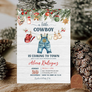Invitation Fête de Bébé de Cow-Boy Occidental Bleu pour les F