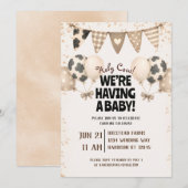 Invitation Fête de Bébé de Ferme Mignonne Vache (Devant / Derrière)
