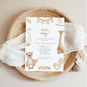 Invitation Fête de bébé de genre neutre Jouets Bohèmes