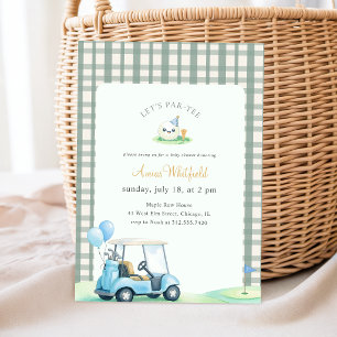Invitation Fête de Bébé de Golf Gingham Sage Élégant