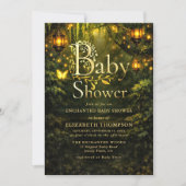 Invitation Fête de Bébé de la Forêt Enchantée de Conte de Fée (Devant)