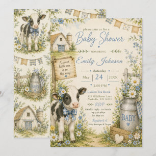 Invitation Fête de bébé de la grange bleue