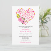 Invitation Fête de Bébé de la Saint-Valentin Cœurs Roses et D (Debout devant)