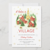 Invitation Fête de bébé de Noël du village  (Devant)