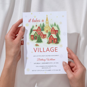 Invitation Fête de bébé de Noël du village 