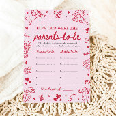 Invitation Fête de Bébé Dessinée à la Main Rose Quel âge avai