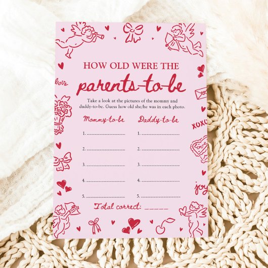 Invitation Fête de Bébé Dessinée à la Main Rose Quel âge avai