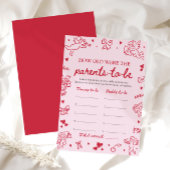 Invitation Fête de Bébé Dessinée à la Main Rose Quel âge avai