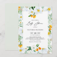 Fête de Bébé d'Été Orchidées Aquarelle et Kumquats