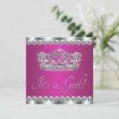 Invitation Fête de bébé Diamants Rose Chaud Princesse (Debout devant)