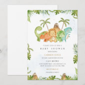 Invitation Fête de bébé dinosaure - Conception de dinosaure (Devant / Derrière)
