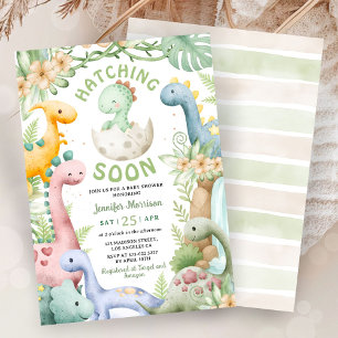 Invitation Fête de bébé dinosaure verte, thème dinosaure neut