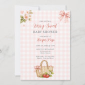 Invitation Fête de bébé douce baie en vichy rose (Devant)