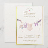 Invitation Fête de Bébé Douce et Pâtes de Naissance Editable (Devant / Derrière)