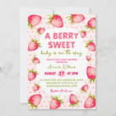 Invitation Fête de bébé douce fraise et baie (Devant)