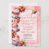Invitation Fête de Bébé Douceur Aquarelle Fraise (Devant)