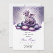 Invitation Fête de Bébé du Dragon Magique Violet (Devant)