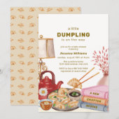 Invitation Fête de bébé Dumpling de Thé Chinois Nouveau Chapi (Devant / Derrière)