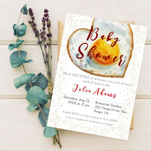 Invitation Fête de bébé Egg-Citing Breakfast Yolk of Love