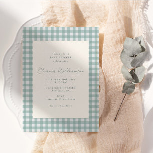 Invitation Fête de bébé élégante classique à carreaux sarcell