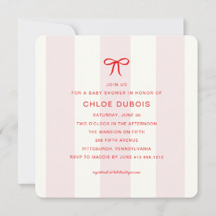 Invitation Fête de bébé élégante moderne Coquette rose