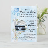 Invitation Fête de bébé éléphant garçon Covid par courrier (Debout devant)