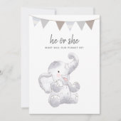 Invitation Fête de bébé éléphant moderne et neutre (Devant)