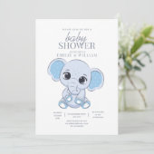 Invitation Fête de bébé éléphant Simple Fête de bébé moderne (Debout devant)