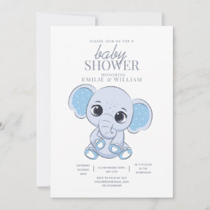 Invitation Fête de bébé éléphant Simple Fête de bébé moderne