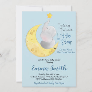 Invitation Fête de Bébé Éléphant Twinkle Little Star