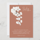 Invitation Fête de bébé en fleurs Orchidée blanche Terracotta (Devant)