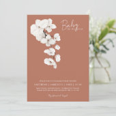 Invitation Fête de bébé en fleurs Orchidée blanche Terracotta (Debout devant)