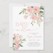 Invitation Fête de bébé en fleurs rose (Devant)