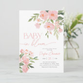 Invitation Fête de bébé en fleurs rose (Debout devant)